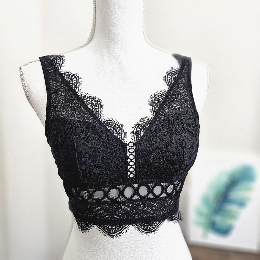 Victoria's Secret Sexy Black Lace Corset Bralette Lingerie SZ XS